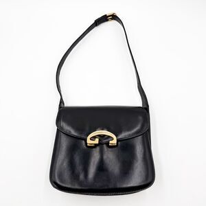 Gucci Gold G Black Leather Hand Shoulder Bag